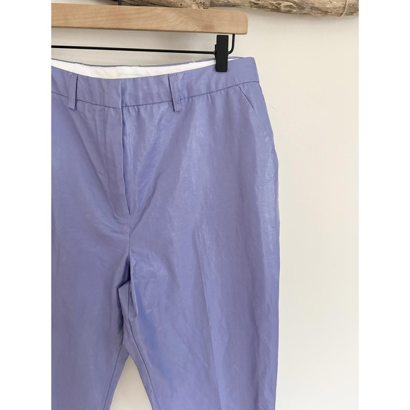 TOPSHOP Faux Leather Flare Pants Lavender Purple High Waisted Women's Size 8 - Picture 3 of 10